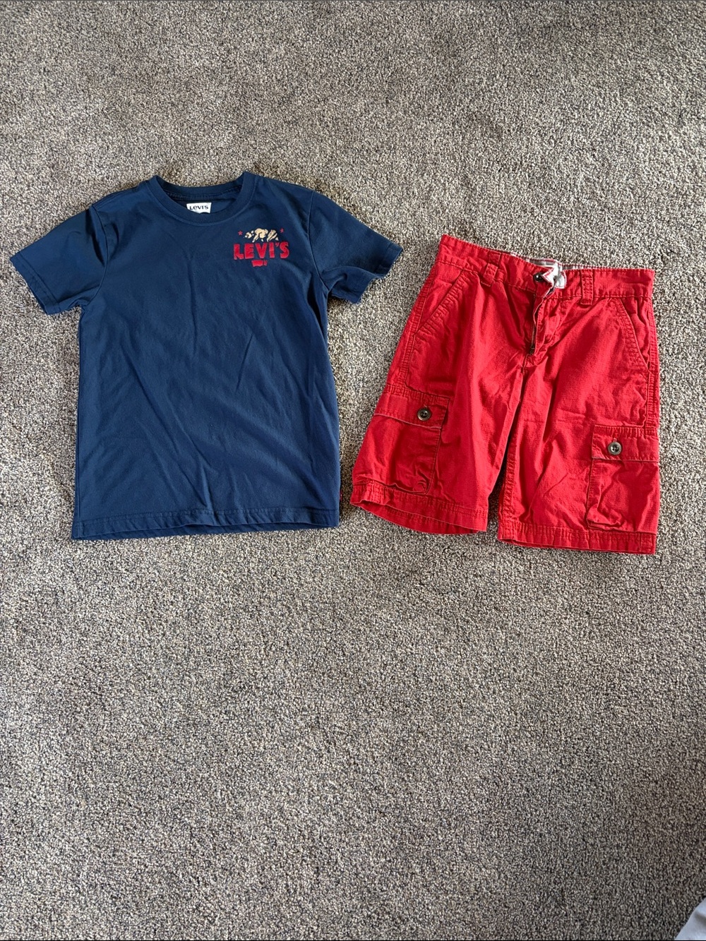 Boys Levi's Shorts Set Navy Tee with Red Shorts Size 8